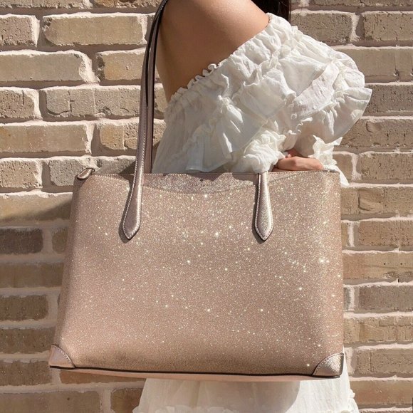 Kate Spade Top Zip Tote Shoulder Bag Glitter - Picture 4 of 8